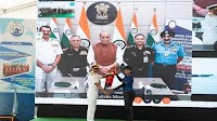 Raksha Mantri Virtually Flags-Off ‘Samudra Pradakshina’, First Ever Tri-Service All-Women Circumnavigation Sailing Expedition, From Mumbai.