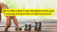 SBI vs PNB vs BoB- 5 year FD Scheme: Which bank can give you higher return on Rs 1 lakh and Rs 2 lakh investments?