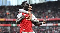 Arsenal 2-0 West Ham: Rice and Saka fire Gunners top but lose Odegaard to injury