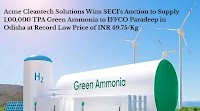 SECI’s Green Ammonia Auction Discovers All-Time Low Tariff of INR 49.75/kg by Acme Cleantech Solutions