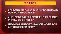 This Saturday on Newsfile: AG drops charges in uniBank trial, Aud-General’s report, and Mid-Year Budget Review