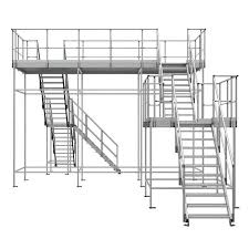 Access Step Profiles Stair Railing Work Platform with Handrails