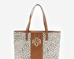 Image of Monogrammed Animal Print Tote Bag