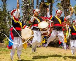 people participating in a handson Korean traditional music or dance workshop 이미지