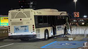 Emergency vehicles responding to a shuttle bus crash at Newark Liberty International Airport