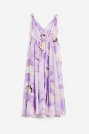 Lyocell-blend midi dress - Light purple/Floral - Lyocell - Ladies | H&M IE