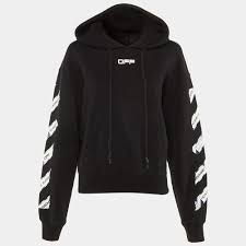 Off-White Black Cabin Baggage Tape Print Cotton Hoodie S Off ...