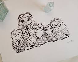Résultat de recherche d'images pour "owl ink drawing"