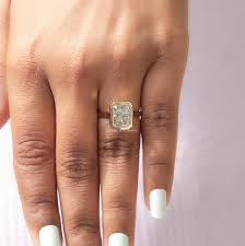 Radiant Cut Moissanite Bezel Set Engagement Ring/ Man Made ...