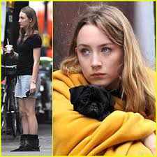The 16-year-old Irish-born actress cuddled up with the cute canine on a fire escape with a warm yellow blanket. Violet and Daisy centers ... - saoirse-ronan-violet-daisy