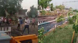 प्रयागराज में तेज आंधी के कारण जौनपुर रेल रूट पर गिरा विशालकाय पेड़, कई ट्रेनों के पहिये थमे