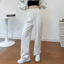 Pantalon de survêtement gris pour femmes, jogging