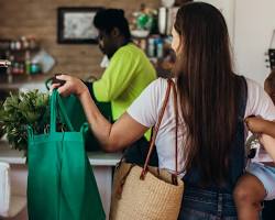 Image of person using reusable grocery bags