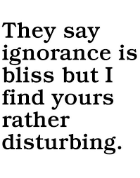 They say ignorance is bliss, but I find yours rather disturbing ... via Relatably.com