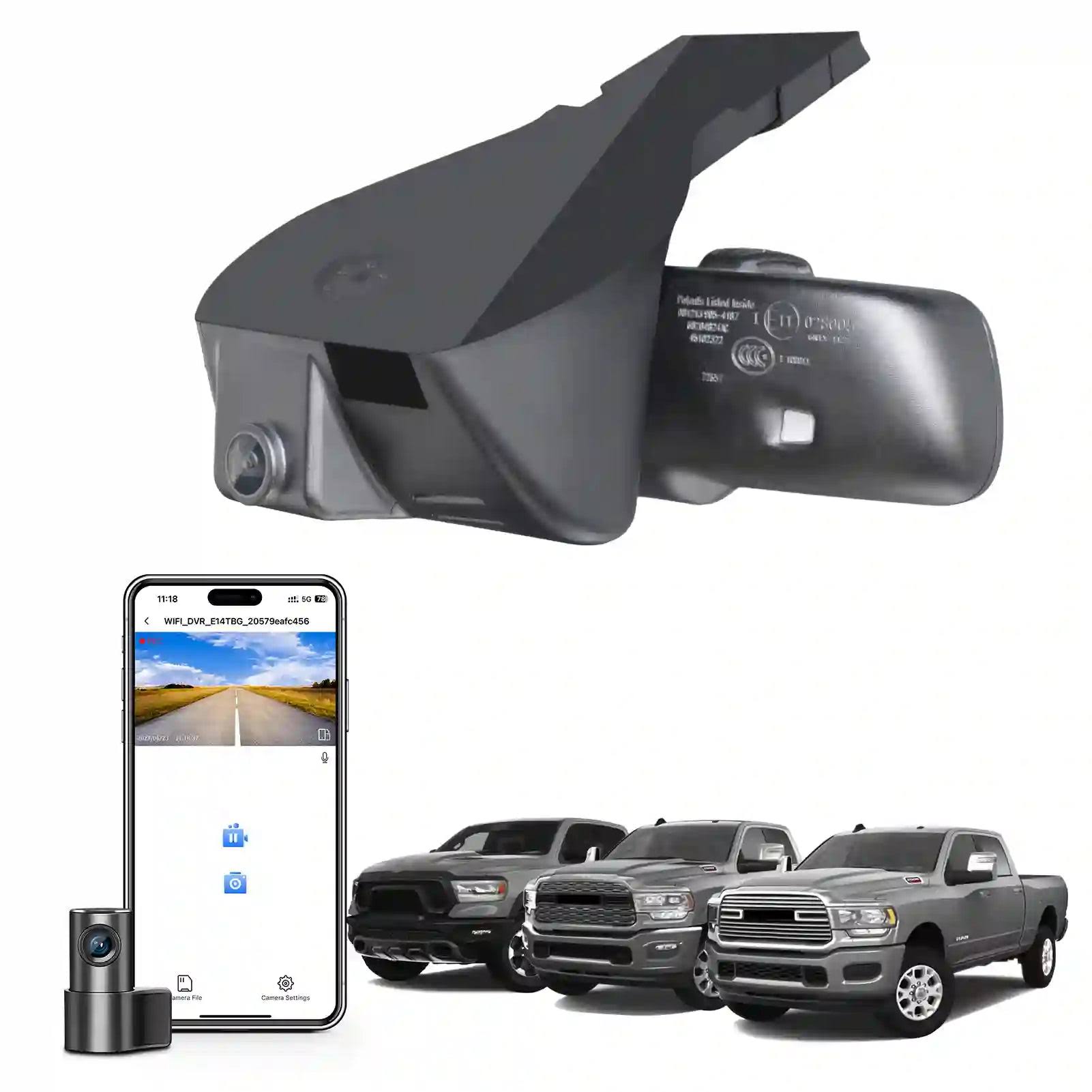 4K Front & 2K Rear 2 Channel HDR Dash Cam, Dual STARVIS 2 IMX678 IMX675, Custom Fit for Dodge Ram 1500/2500/3500 2019-2024 (Model D), Rebel Big Horn