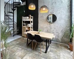 Gambar Desain Ruang Makan Semi Outdoor dengan Konsep Industrial