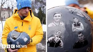 Who is on helmet that led to Ukrainian athlete's disqualification from Winter Olympics?