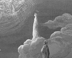 Immagine di Dante e Beatrice che salgono verso la Luna