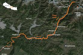 Satellite images reveal bedrock and glacier collapsed on the Nepal-Tibet border, then rivers flooded