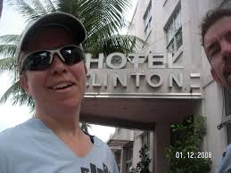 Urban Dare Miami 2008 Champions Race Pictures. Marcy and John at checkpoint 2a (three presidential hotels) - Hotel Clinton - udmiami2008-01