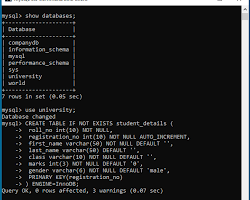 Gambar creating a table in mysql