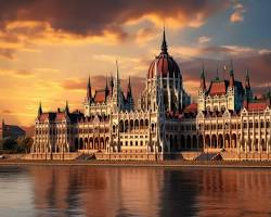 Image of Budapest's Parliament Building reflected in the Danube River