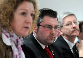 City of York Council leader Coun James Alexander (centre), flanked by Coun Tracey Simpson-Laing and Coun Dave Merrett - 2407087