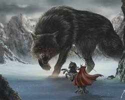 Imagem de Fenrir, lobo gigante da mitologia nórdica