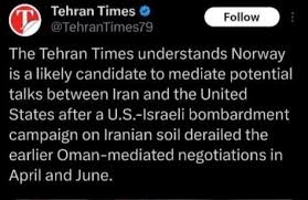 ادعای تهران تایمز: نروژ میزبان مذاکرات ایران و آمریکا خواهد بود