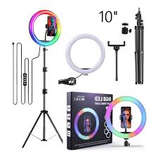MJ26 10 Inch RGB Led Ring Light With PHONE HOLDER Circle Ring Selfie Led Photographic Studio Light For Youtube Live Show , Include Stand | Daraz.pk