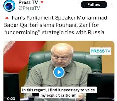 صداوسیما، سخنان قالیباف در دفاع از روسیه و انتقاد از روحانی و ظریف را به انگلیسی ترجمه کرد!