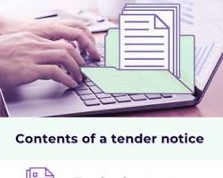 Image of document with sections titled Tender Notice, Scope of Work, Technical Specifications, Bid Submission, and Evaluation Criteria