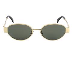 Celine 2023 TRIOMPHE METAL 01 SUNGLASSES IN METAL GOLD / GREEN Latest – Afashionistastore