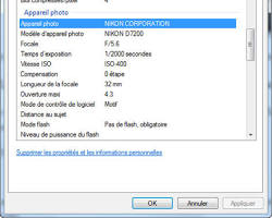 Image de Données EXIF d'une photo