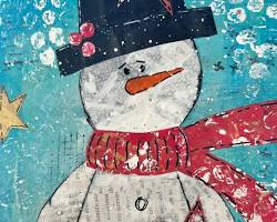 Image of snowmen created with mixed media