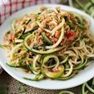 Burst Tomato and Zucchini Spaghetti with Avocado Sauce - Pinch of