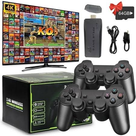 20000+ Retro Arcade Game System with 2 Wireless Controllers & 9 Emulators, 4K Hdmi, Black