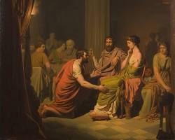 Image of Odyssey Book 7 classical art Odysseus Queen Arete and King Alcinous