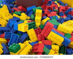 Pile Colorful Plastic Interlocking Bricks Red Stock Photo ...
