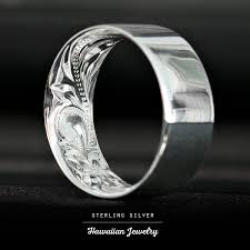 925 Sterling Silver Inside Engraving Ring with Hawaiian Heirloom Desig