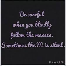 Be careful when you blindly follow the masses. Sometimes the M is ... via Relatably.com