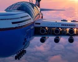 ホテルと航空機の画像