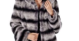Chinchilla Rex Fur Jacket- Wing Collar Plus Size - 20