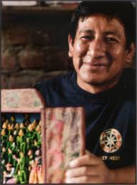 Claudio Jimenez Quispe at work at. International Folk Art Market Santa Fe, NM, July 2004. Mabilon Jimenez Quispe, as profiled in HAND/EYE Magazine (#08), ... - mabilon-handeye_med