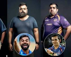 Image of famous Indian cricketers like Sachin Tendulkar, Virat Kohli, and MS Dhoni
