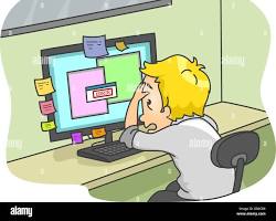 frustrated person looking at a computer screen with an error message resmi