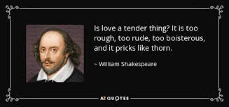 William Shakespeare quote: Is love a tender thing? It is too rough ... via Relatably.com