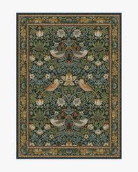 Morris & Co. Strawberry Thief Indigo & Ivory Rug | Ruggable