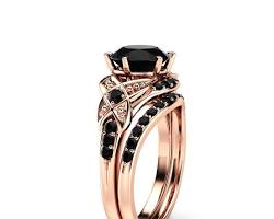 Image of Black diamond rose gold setting ring
