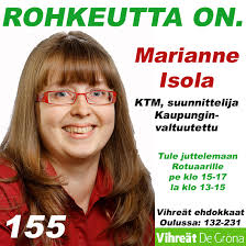 Uunituoreet itsetehdyt vaaliesitteet :-) | Marianne Isola - jotta maailma pysyy vihreänä. - mi-mainos-forumiin